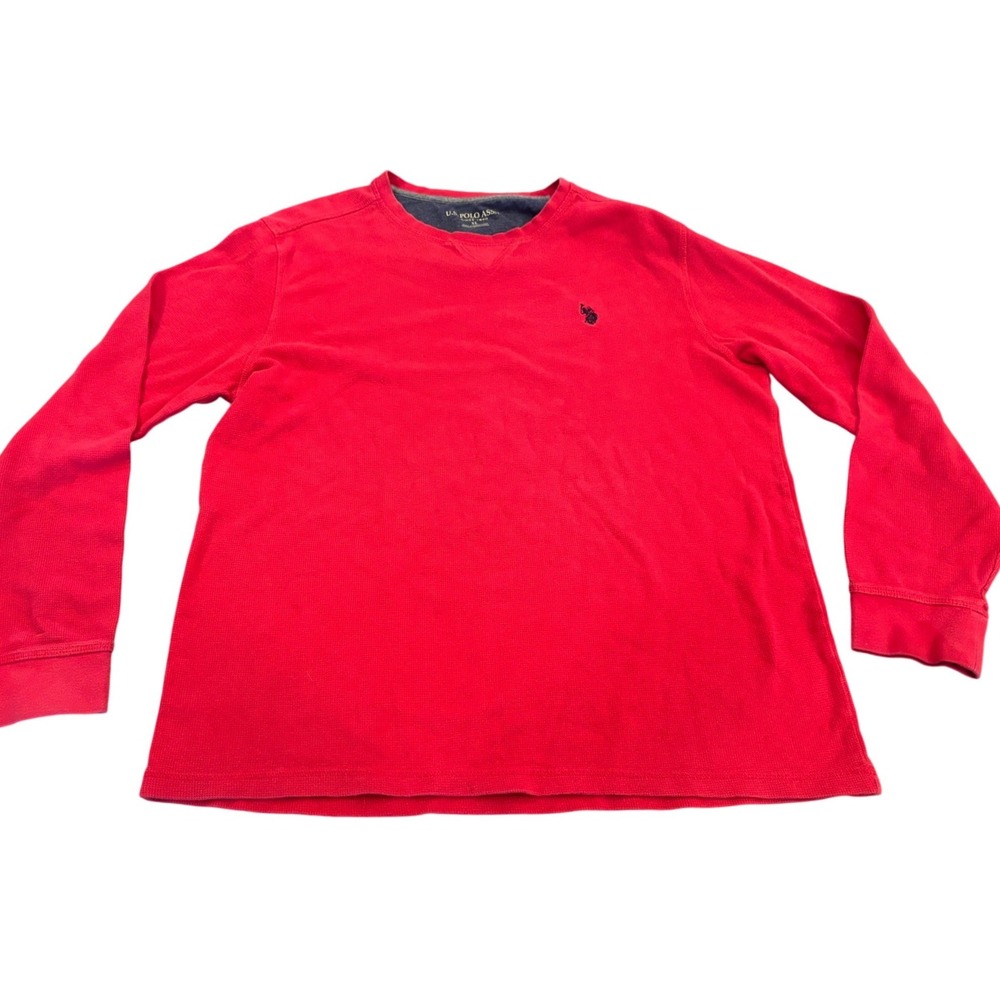 US Polo Assn Mens Red Waffle Knit Thermal Long Sleeve Shirt XL